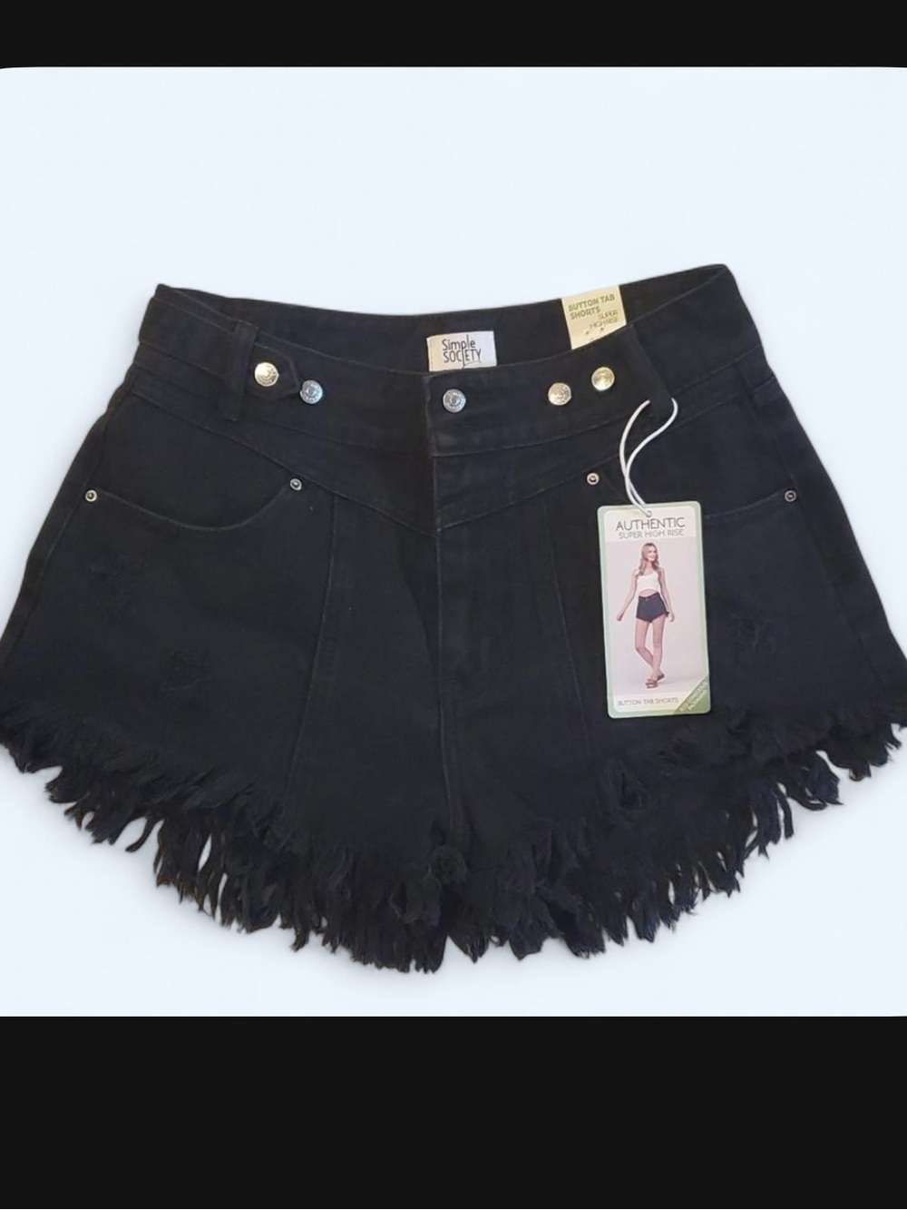 Black Frayed Hem Denim Shorts